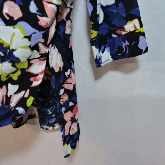 Adyson Parker Blue Floral Long Sleeve Tunic Top High Low Roll Tab Size L - Picture 4 of 6